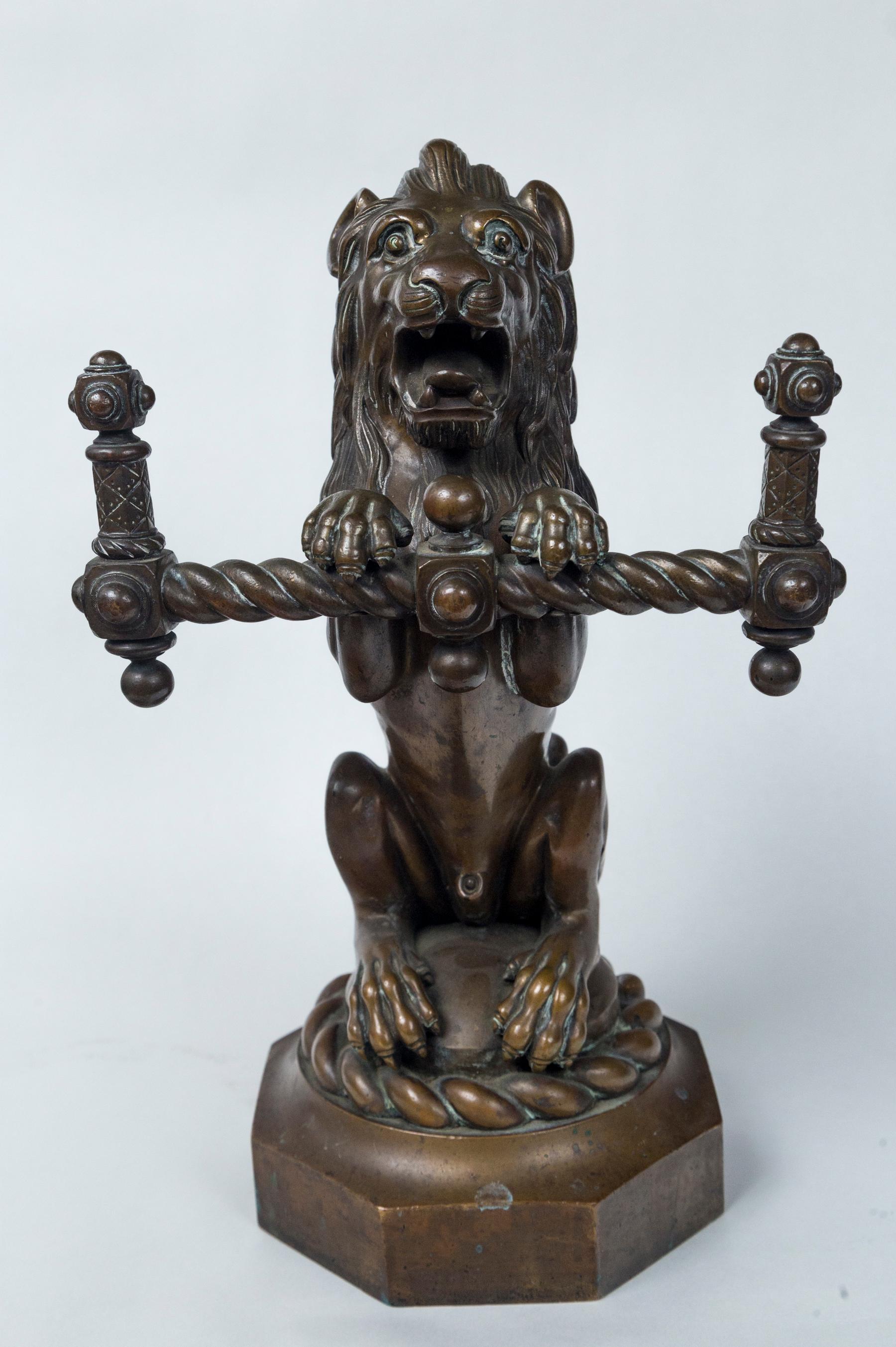 Pair of Bronze Seated Lions For Sale 3