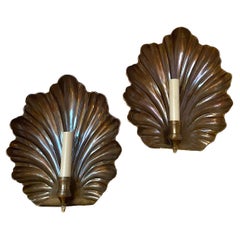 Pair of Bronze Shell Sconces