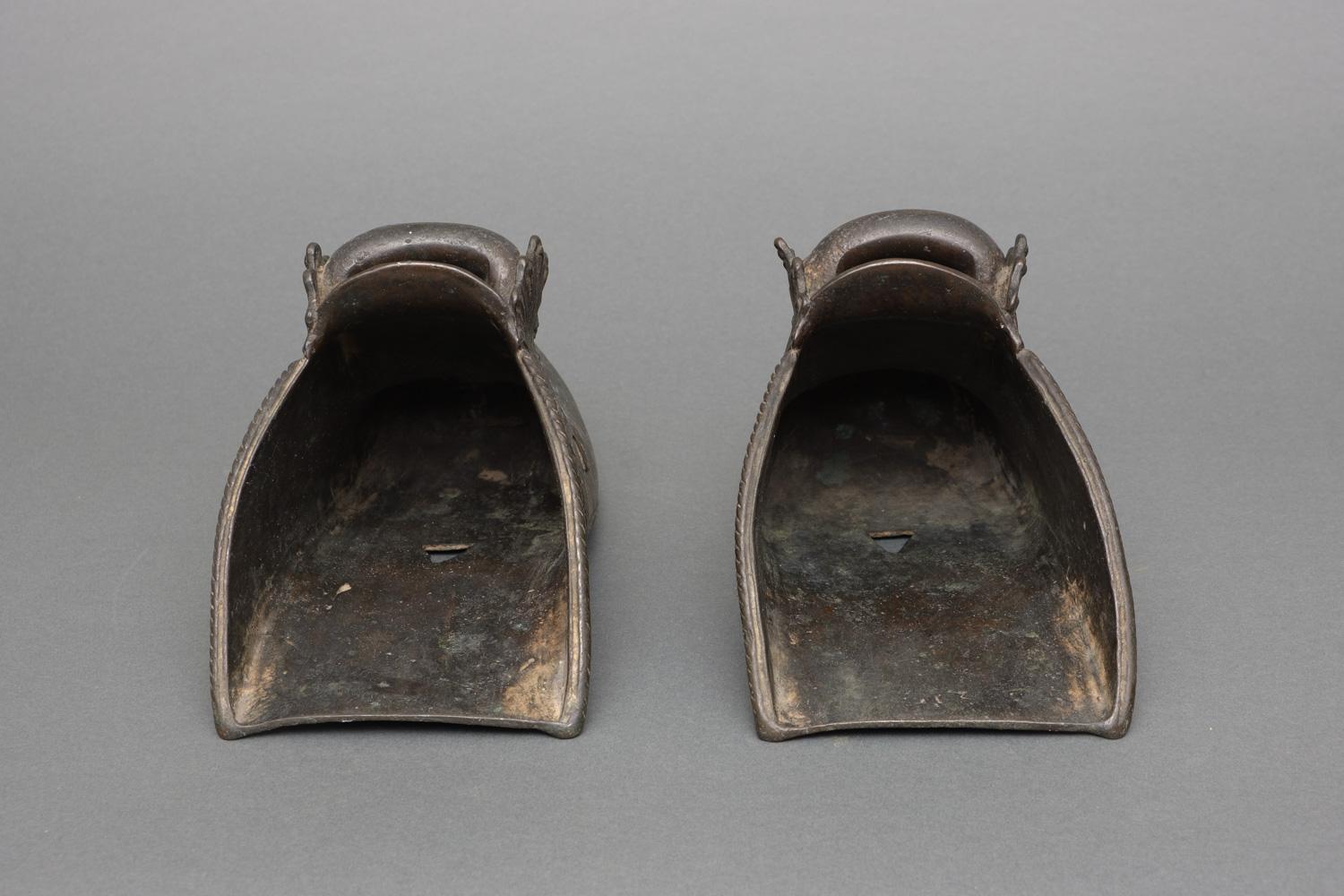 19th Century Pair of Bronze “Shoe-Shape