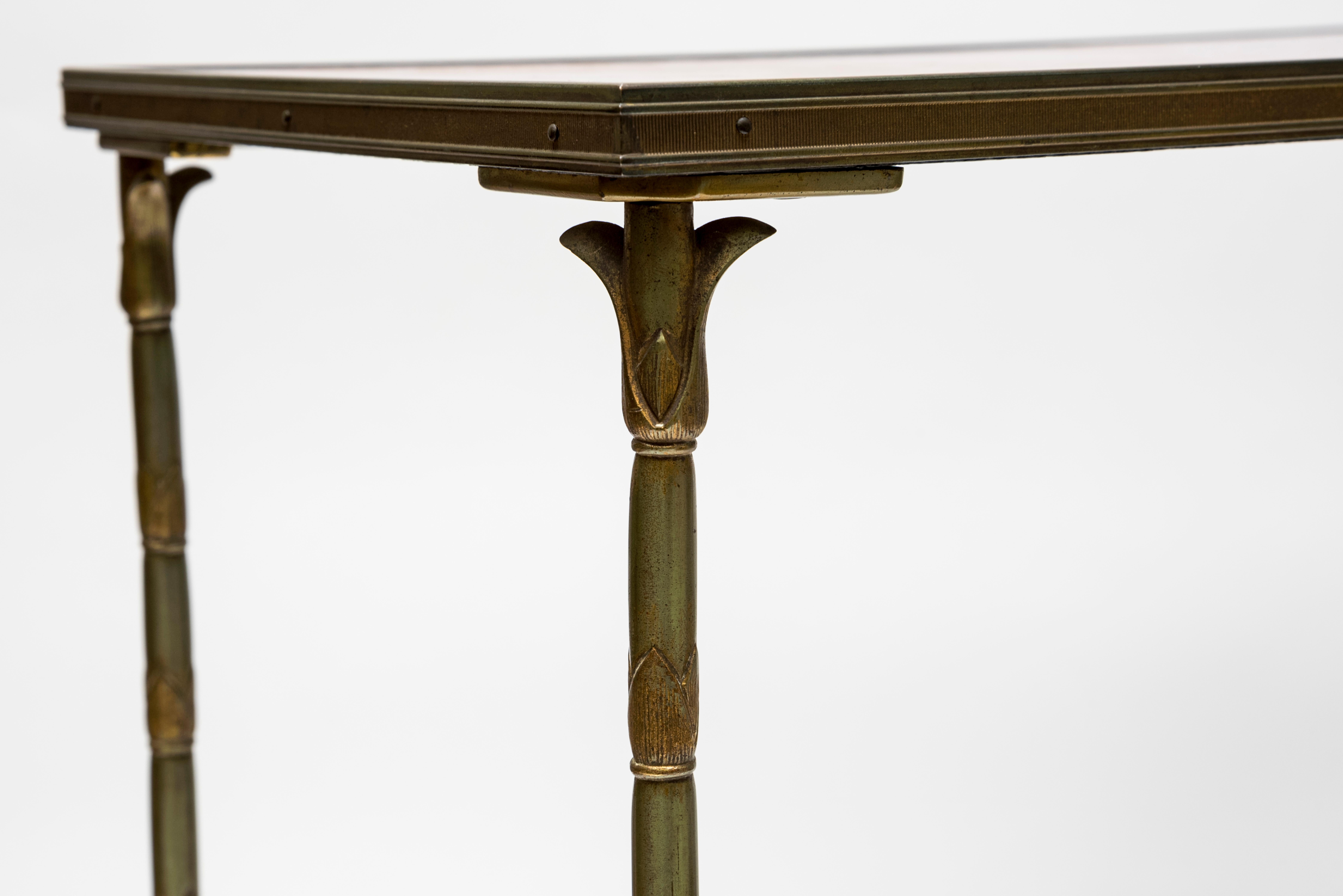 French Pair of Bronze Side Tables by Jansen
