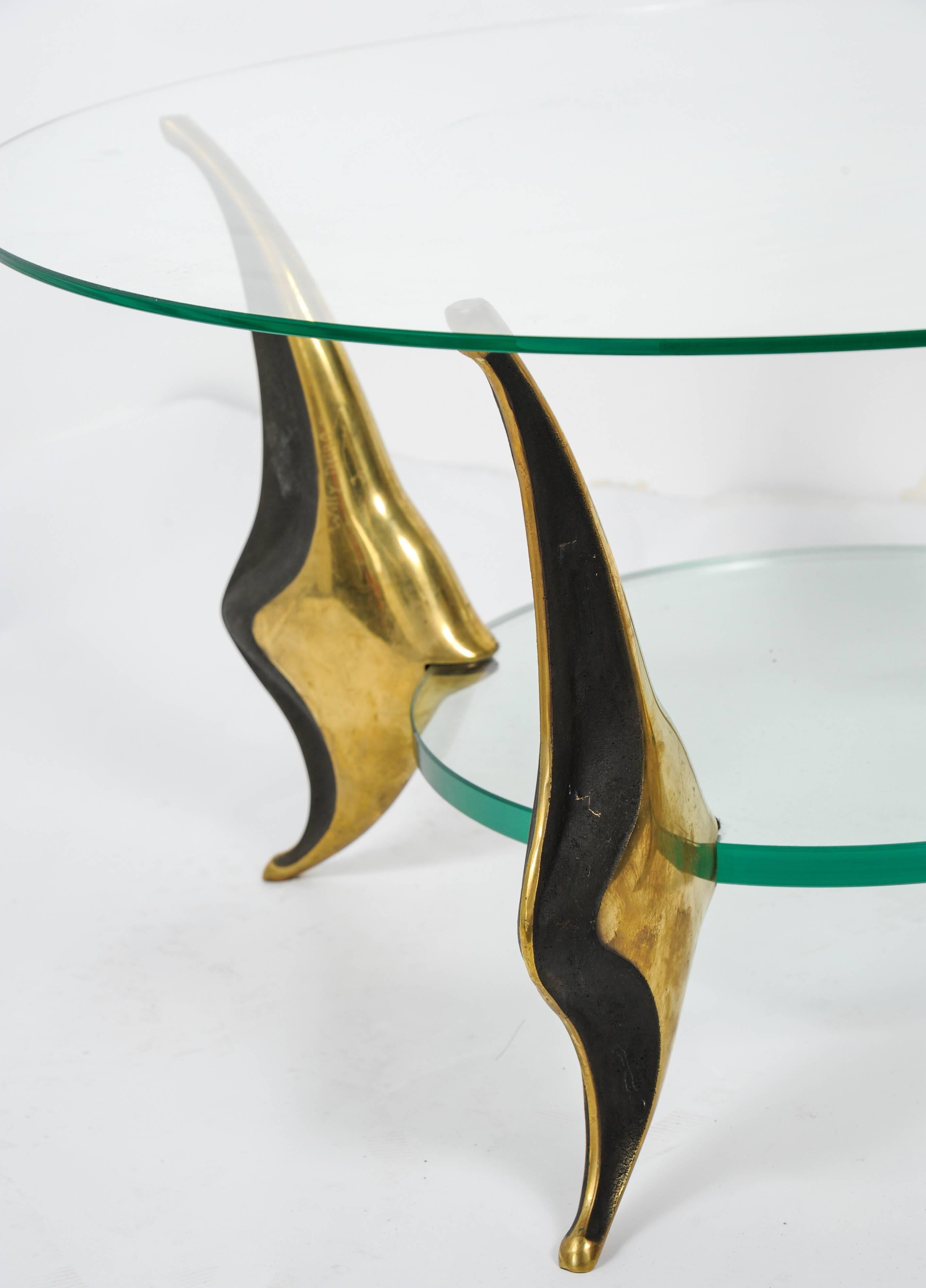 Late 20th Century Pair of Bronze Side Tables by Willy Daro For Sale