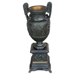 Pair of Bronze & Slate Neoclassical Style Urns