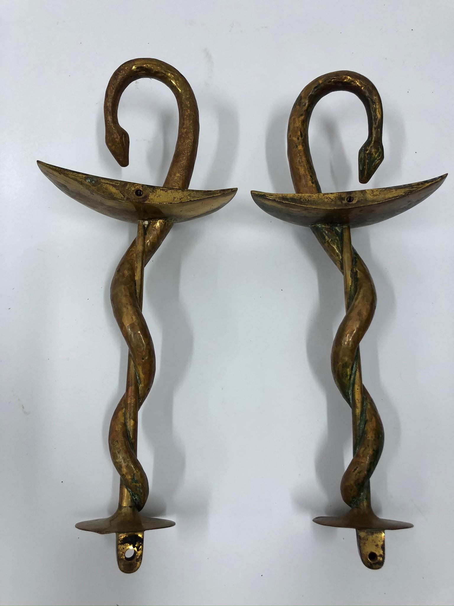 20th Century Pair of Bronze Snake Door Handles