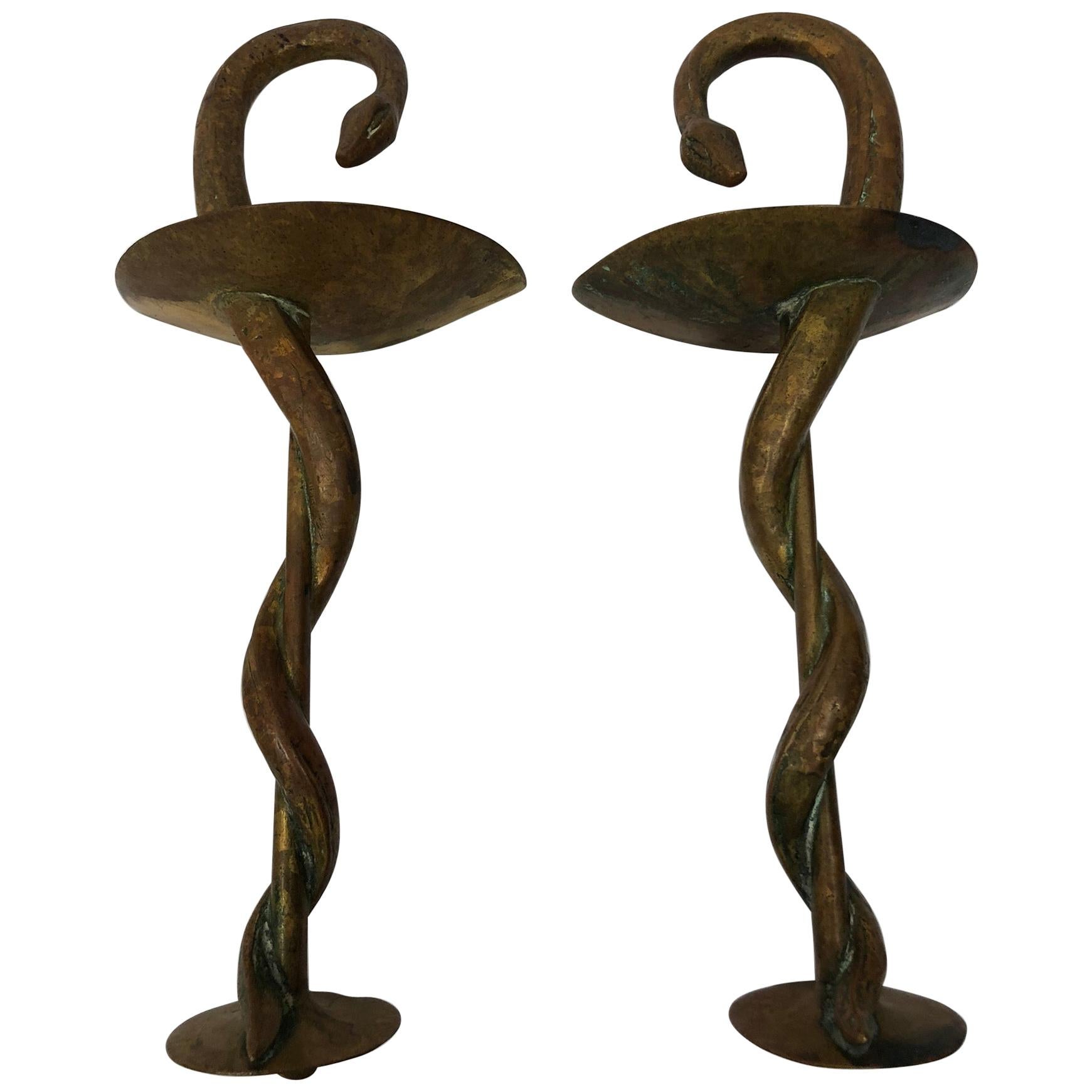 Pair of Bronze Snake Door Handles