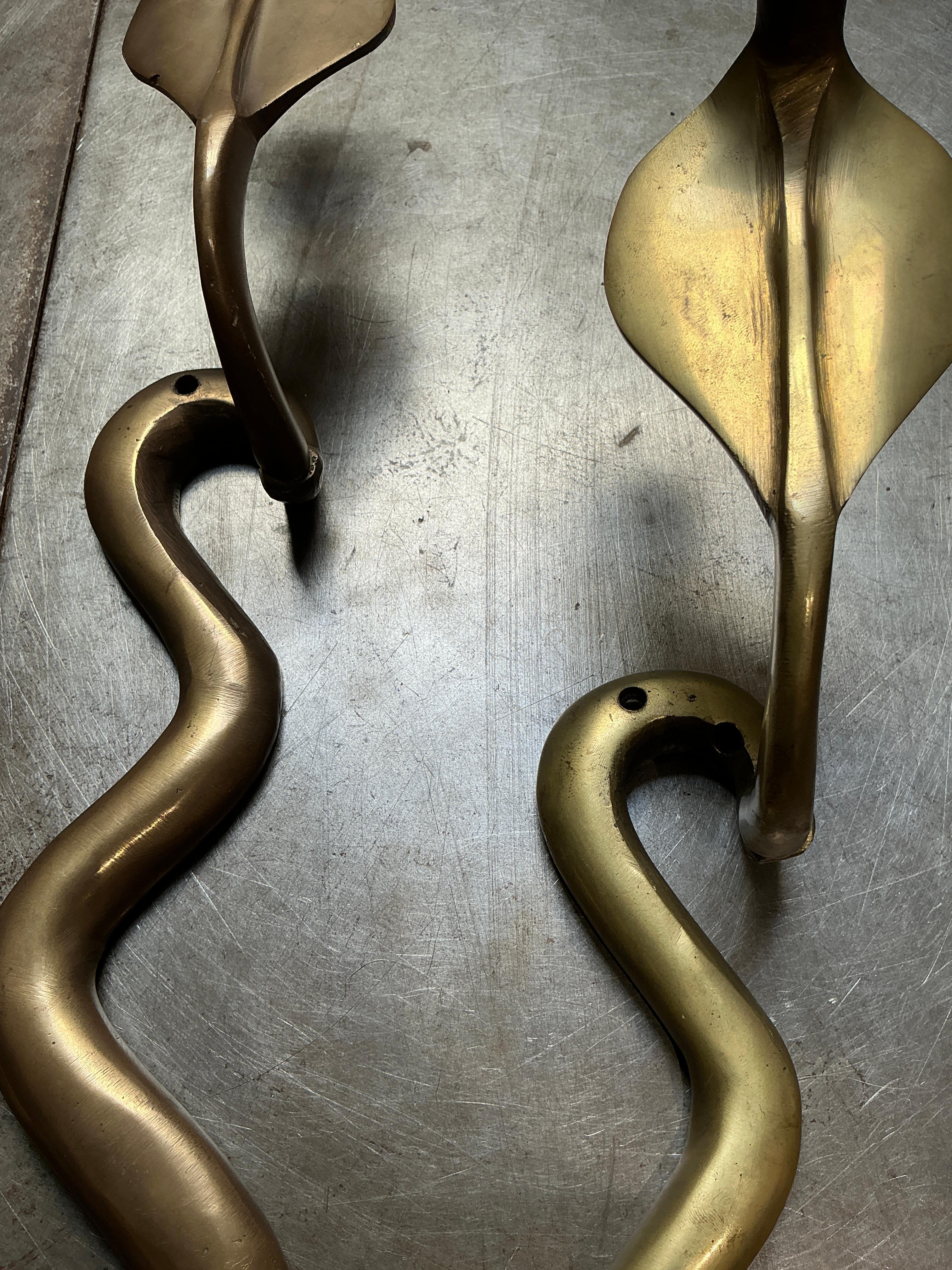 Italian Pair of bronze snakes wall sconces circa 1960 italy