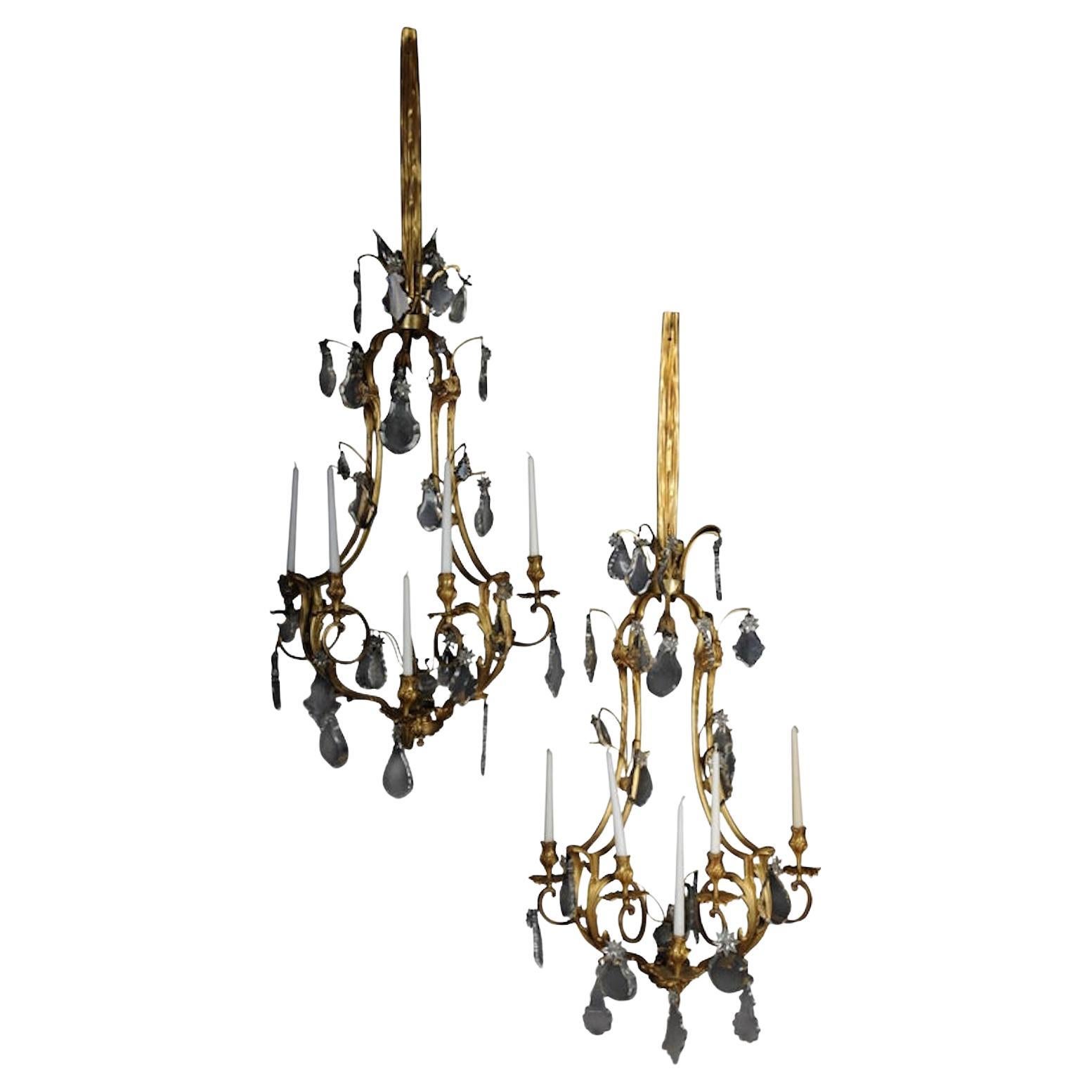 Paar bronzene Splendor Wandapplikationen / Wandleuchter, Paris, 19.