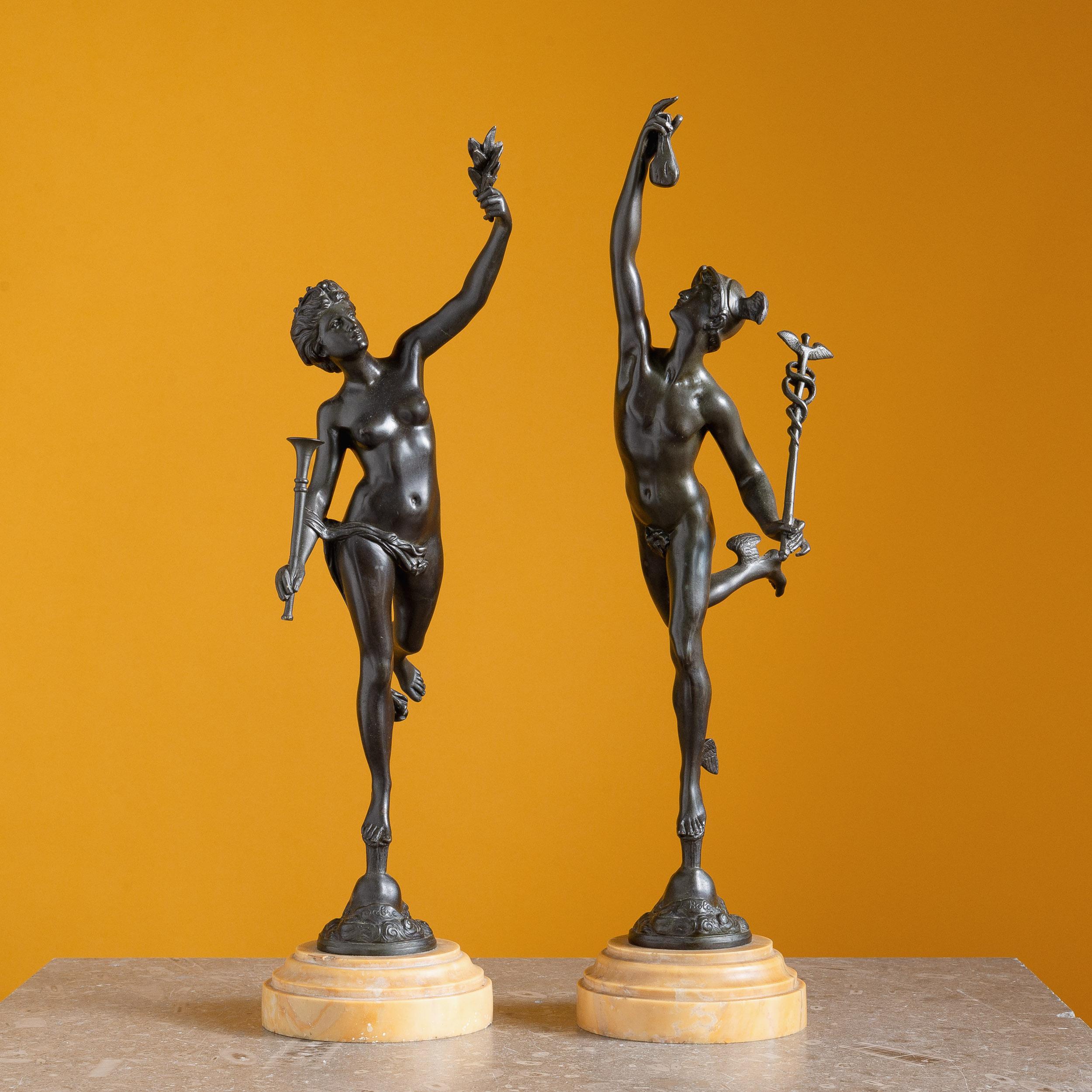 Paire de statues en bronze Mercure et Fortuna Bon état - En vente à London, GB