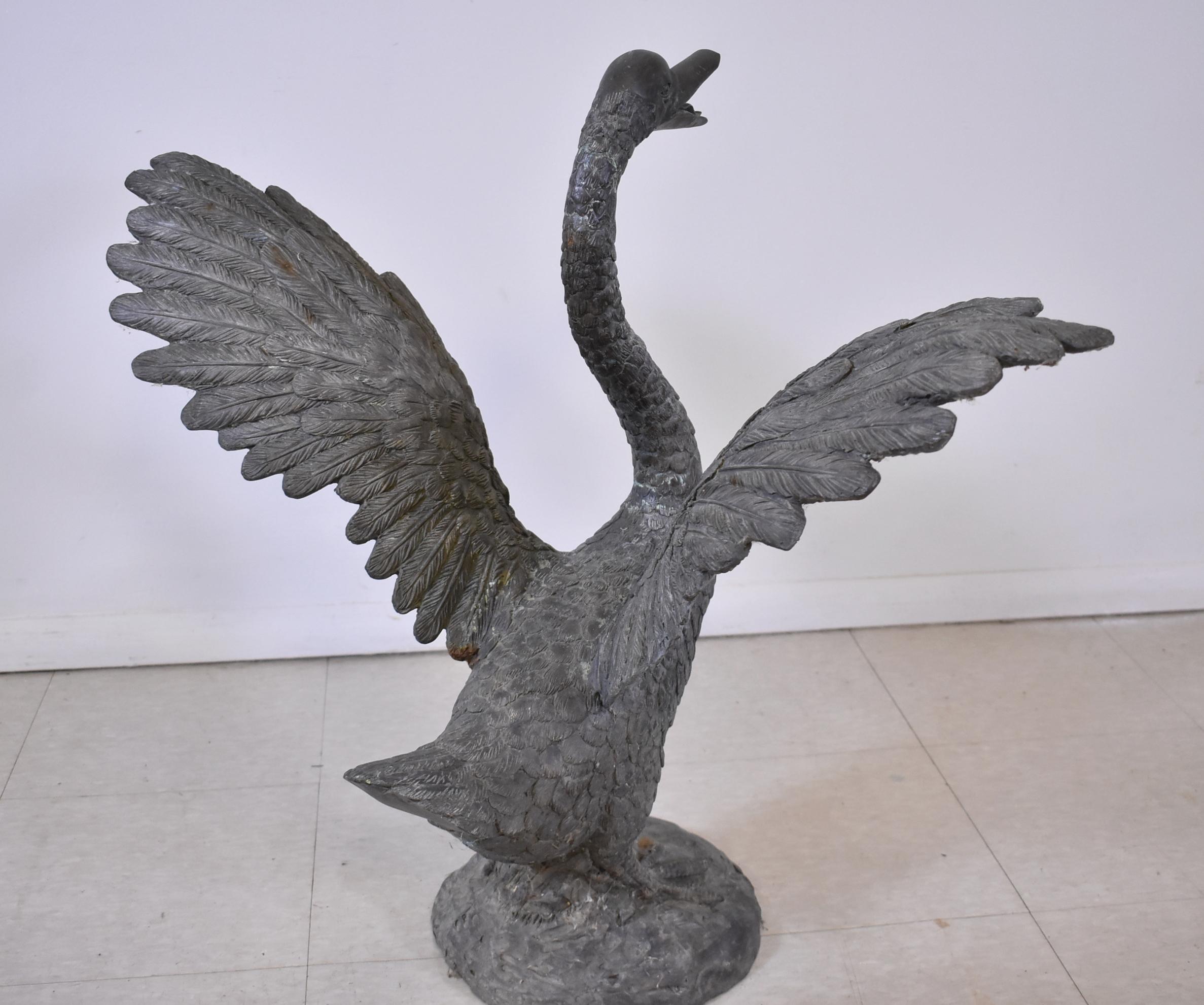 20th Century Pair of Bronze Swan Fountains