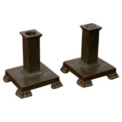 Pair of Bronze Swedish Grace Candlesticks by GAB, Sweden, 1930s