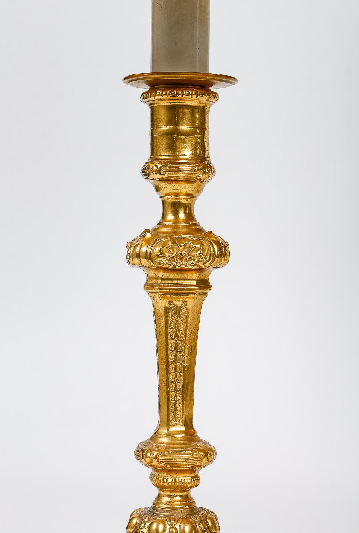 20ième siècle Paire de lampes de table en bronze, 20e siècle. en vente