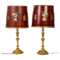 Pair of Bronze Table Lamps, 20th Century.