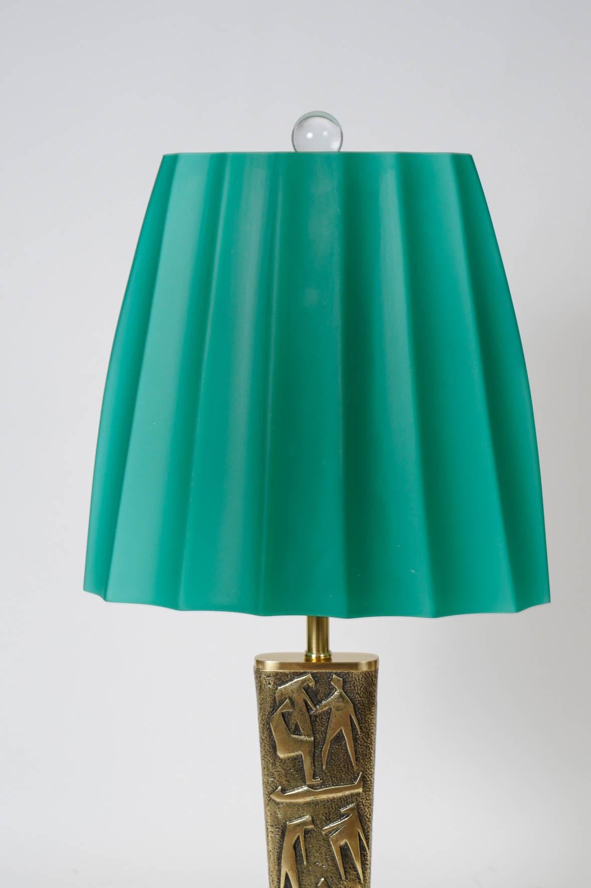 French Pair of Bronze Table Lamps by Angelo Brotto For Sale