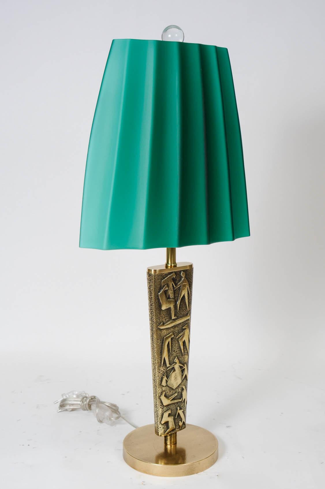 Mid-20th Century Pair of Bronze Table Lamps by Angelo Brotto For Sale