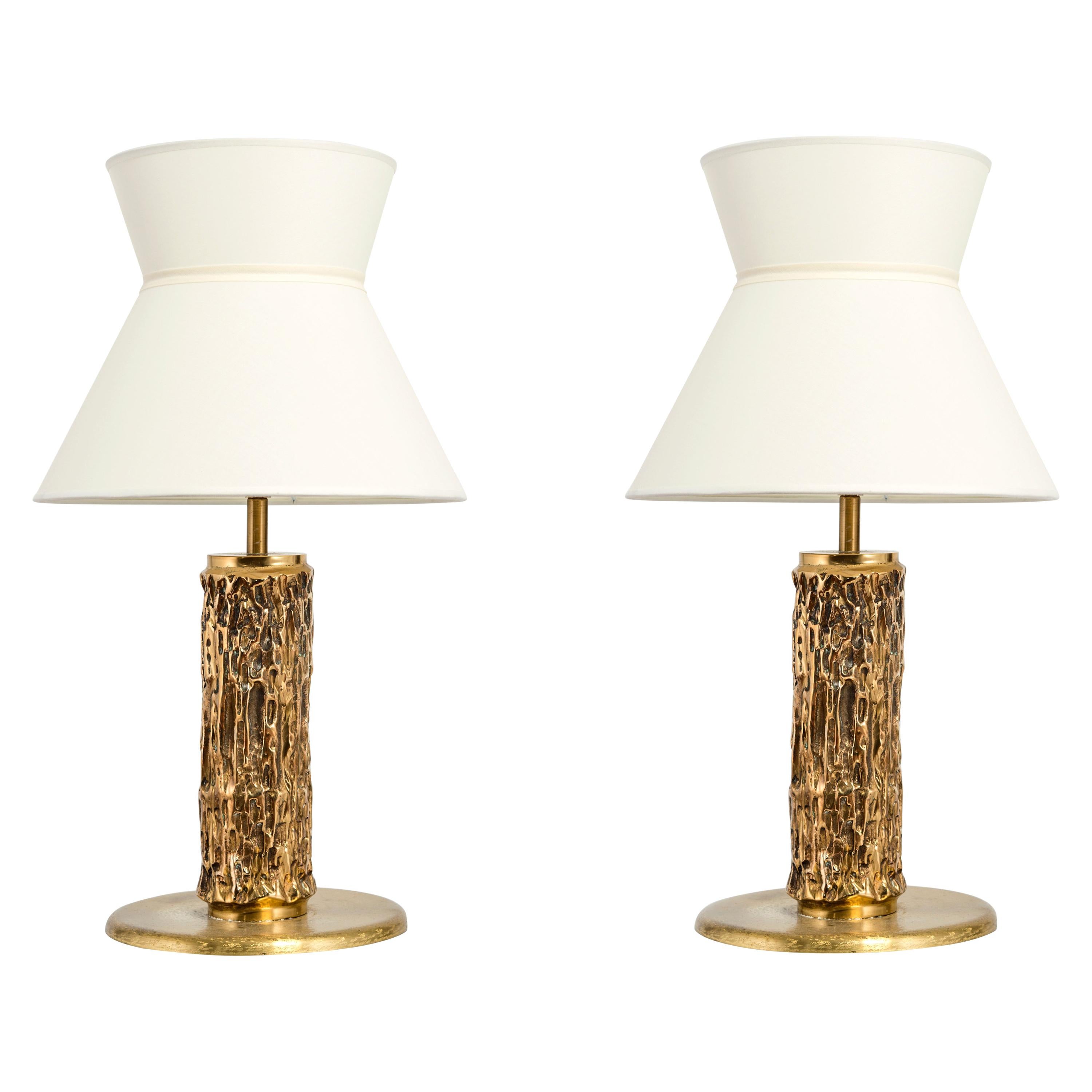 Pair of Bronze Table Lamps by Luciano Frigerio, Italy, 1980s