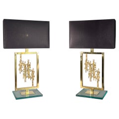 Pair of Bronze Table Lamps by Luciano Frigerio, Italy, 1980s