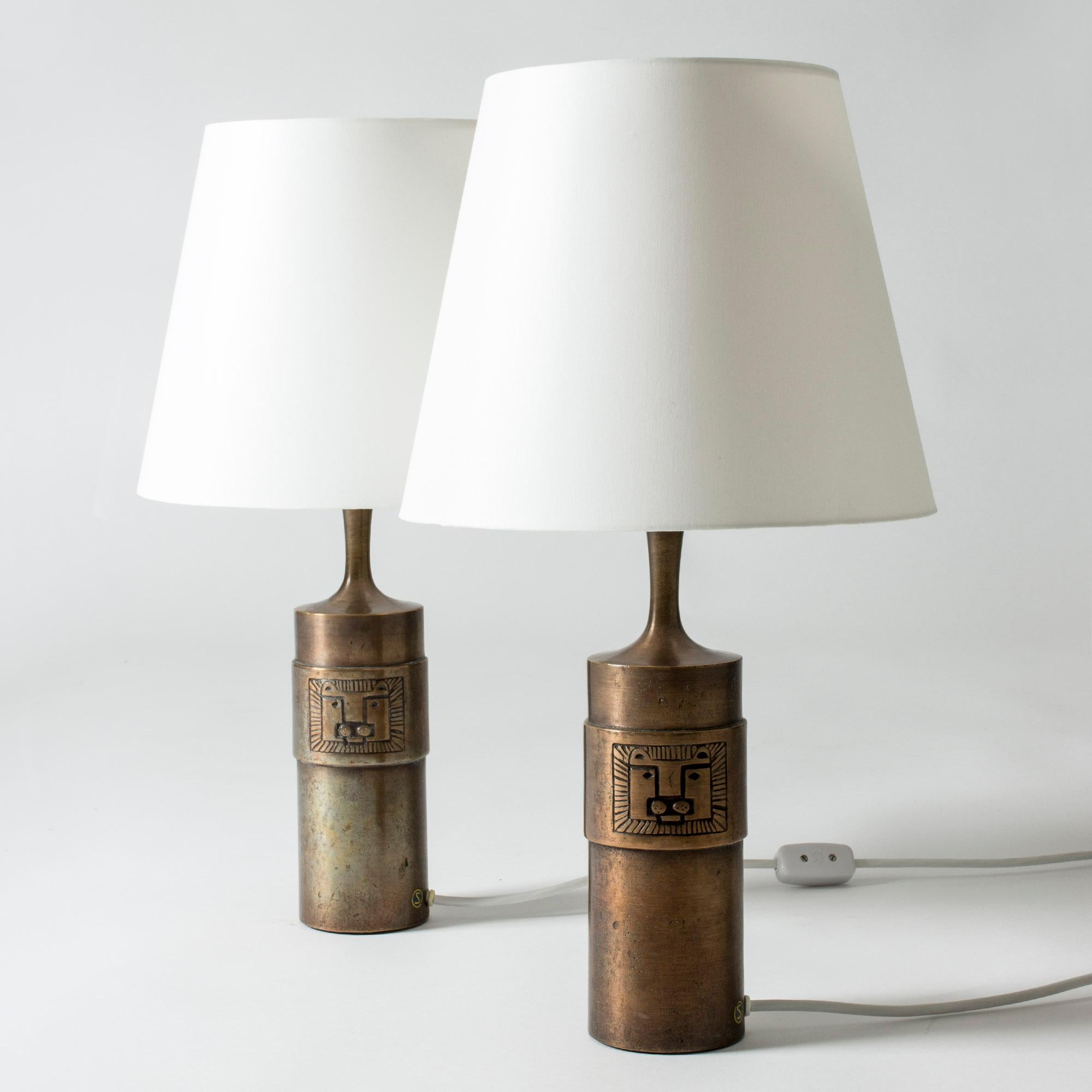 Scandinavian Modern Pair of Bronze Table Lamps by Stig Blomberg, Sweden, 1960s