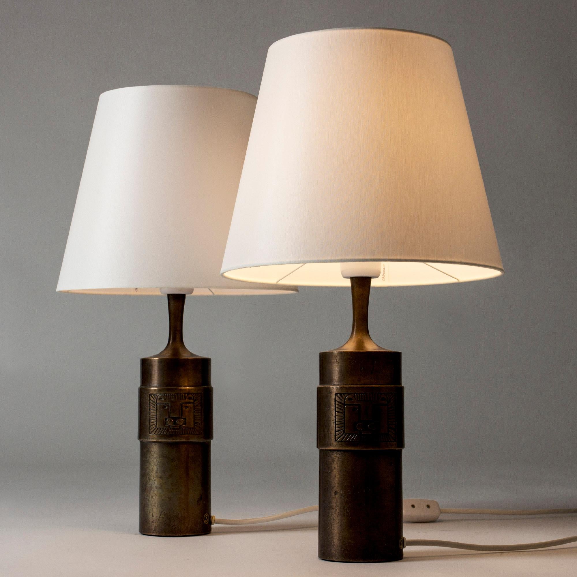 Swedish Pair of Bronze Table Lamps by Stig Blomberg, Sweden, 1960s