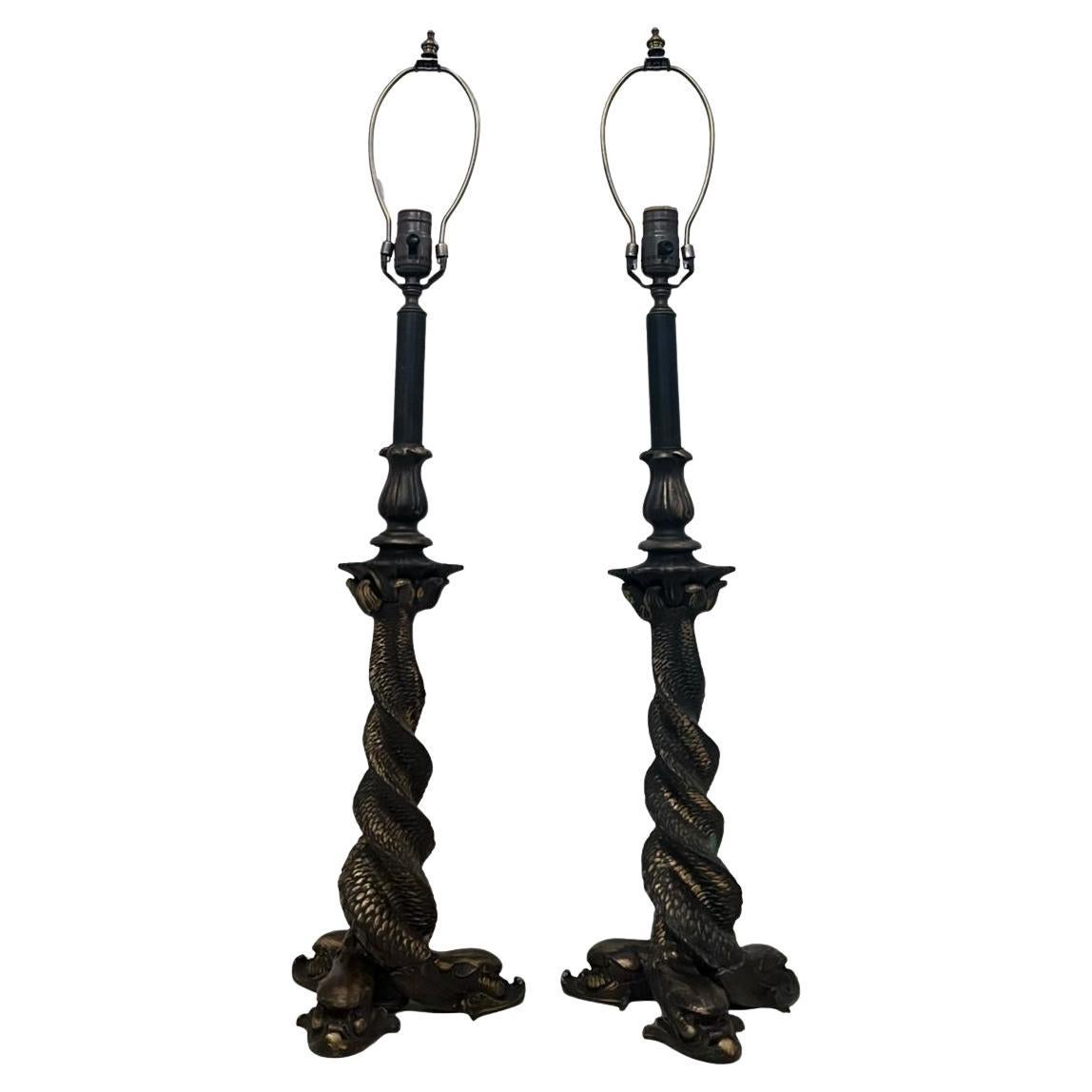 Paire de lampes de bureau bronze