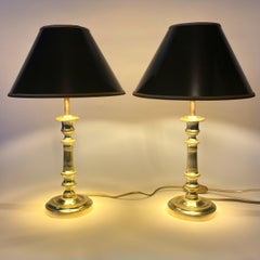 Pair of Bronze Table Lamps – Originally Empire Candlesticks, France c. 1820