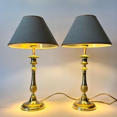 Pair of Bronze Table Lamps – Originally Empire Candlesticks, France c. 1820