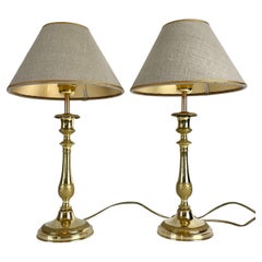Pareja de Lámparas de Mesa de Bronce - Originalmente Candeleros Imperio, Francia c. 1820