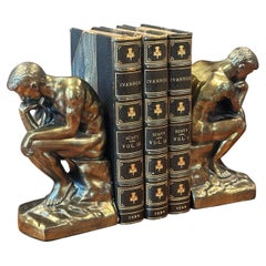 Pair of Bronze "Thinker" Bookends in the Style of Auguste Rodin by Armor Bronze