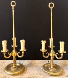 Pair of Bronze Three-Arm Bouiliotte Lamps