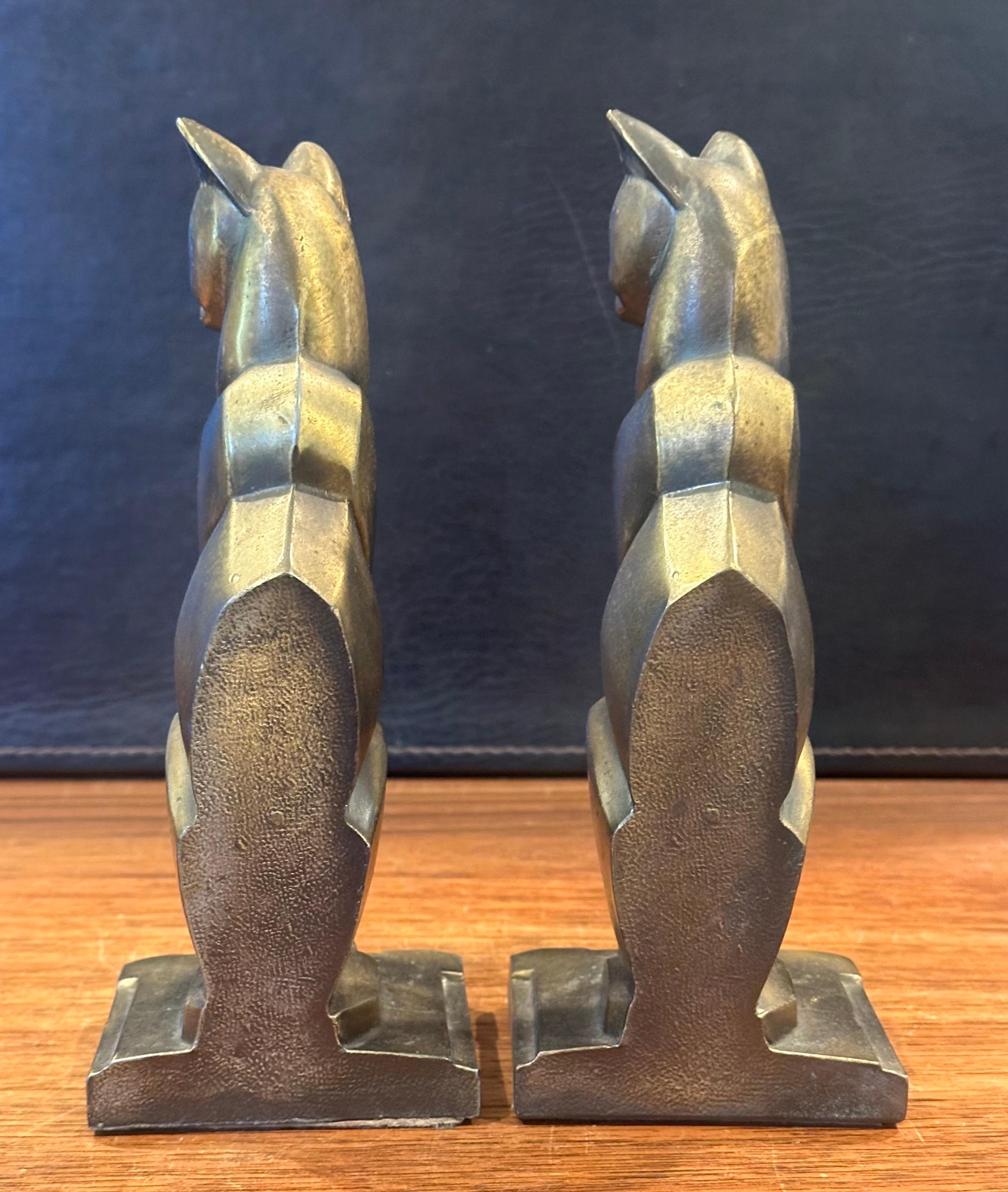 Pair of Bronze Tone Siamese Cat Art Deco Bookends by Frankart 4