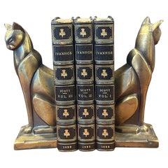 Pair of Bronze Tone Siamese Cat Art Deco Bookends by Frankart