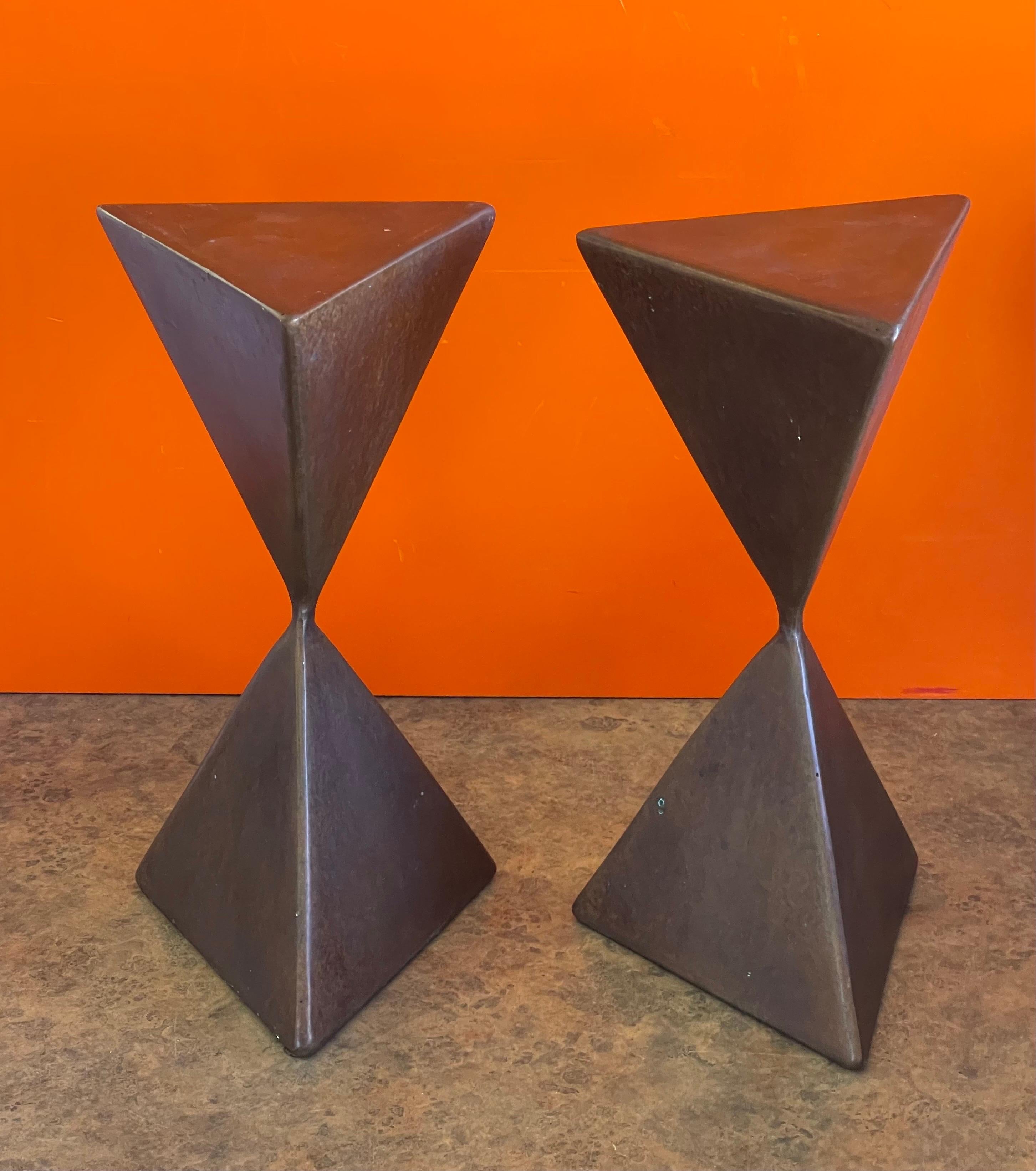 Pair of Bronze Triangular Totem Pedestals by Rod Kagan For Sale 4
