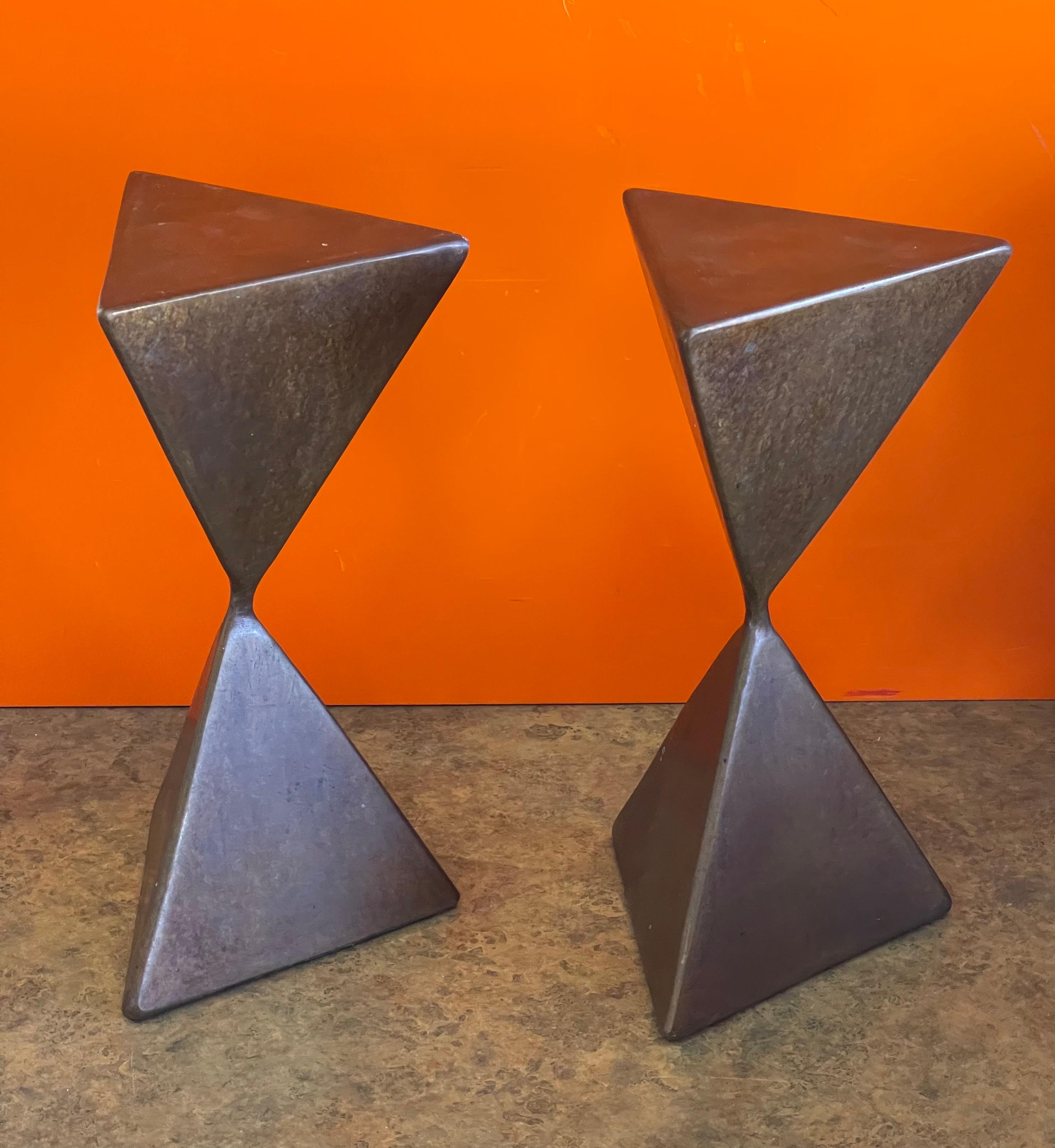 Pair of Bronze Triangular Totem Pedestals by Rod Kagan For Sale 5