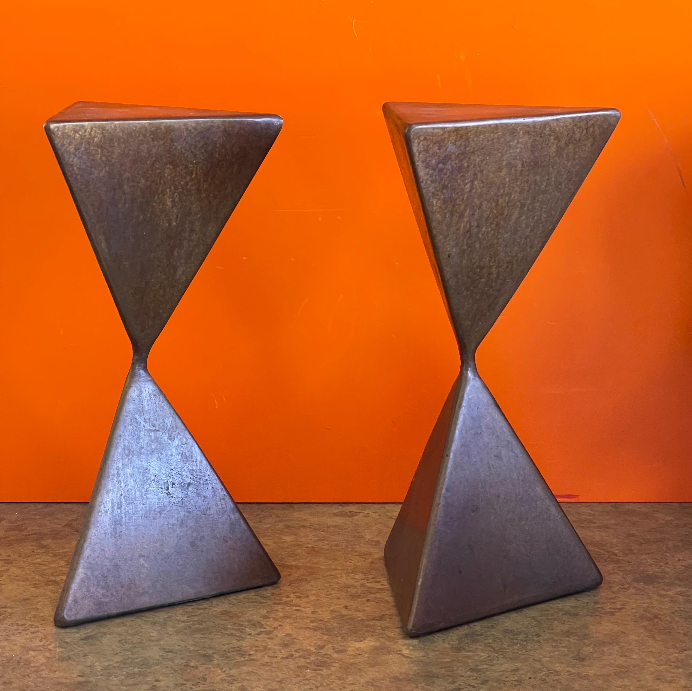 Pair of Bronze Triangular Totem Pedestals by Rod Kagan For Sale 6