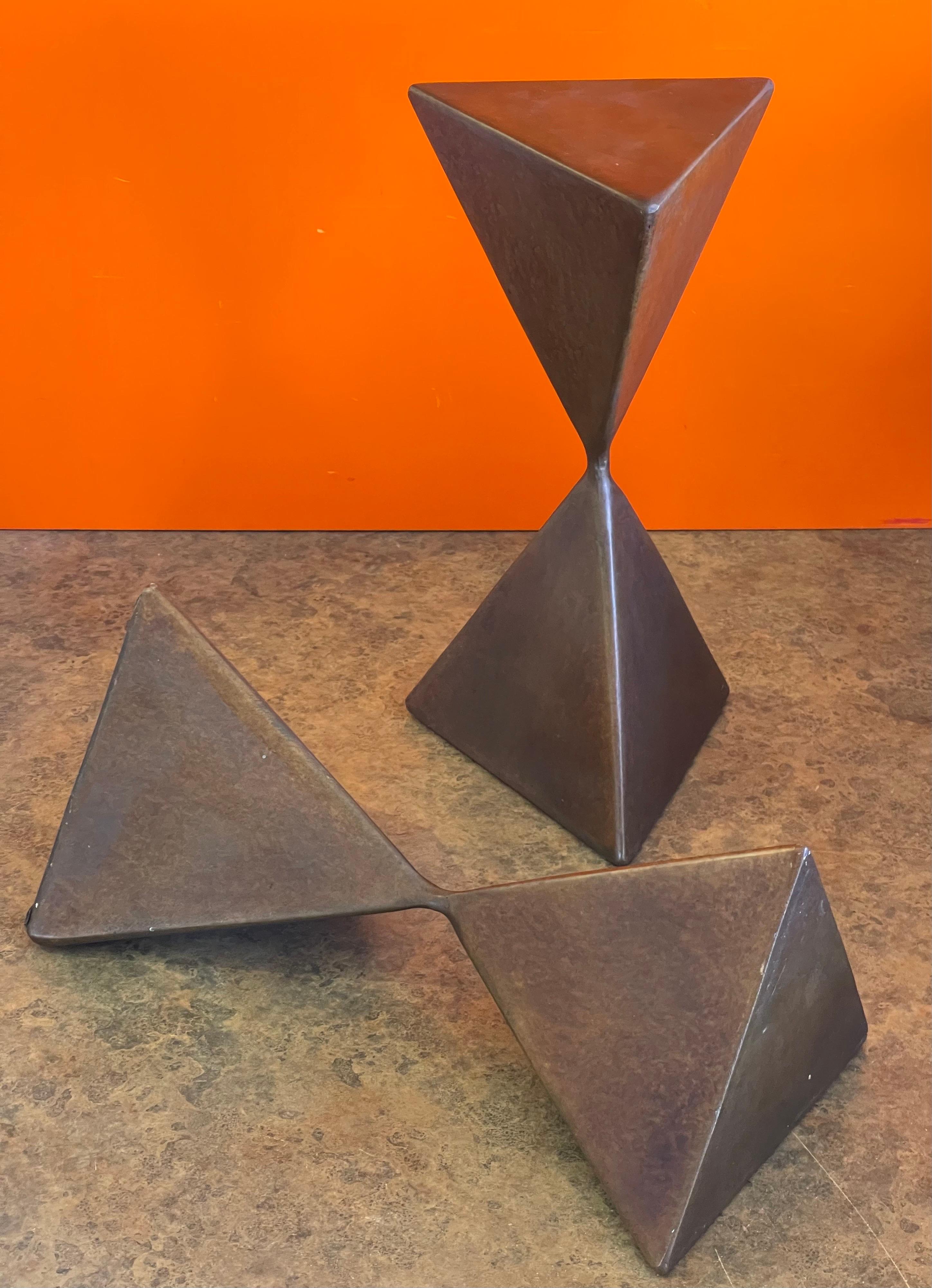 Pair of Bronze Triangular Totem Pedestals by Rod Kagan For Sale 7
