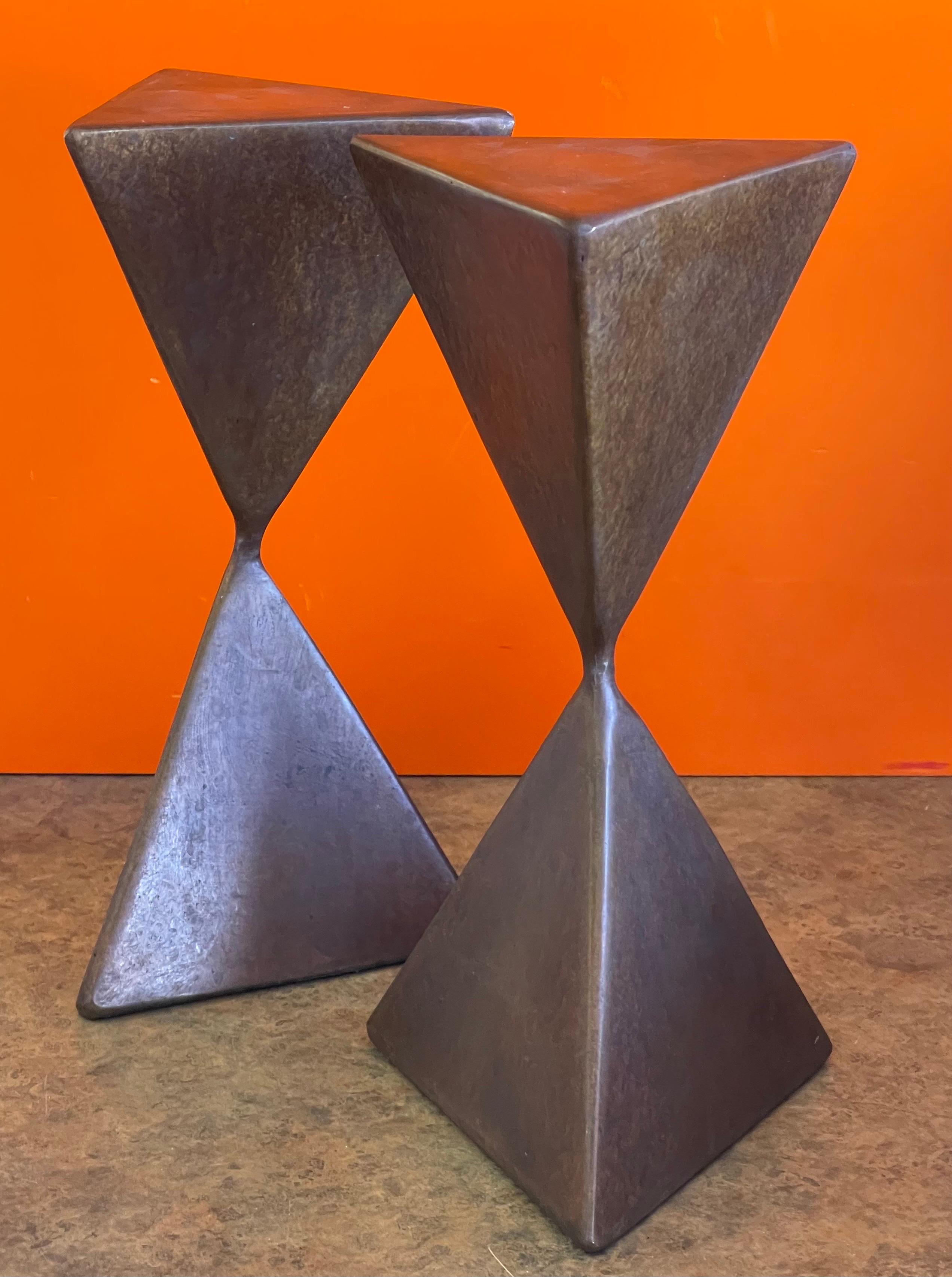 Pair of Bronze Triangular Totem Pedestals by Rod Kagan For Sale 8
