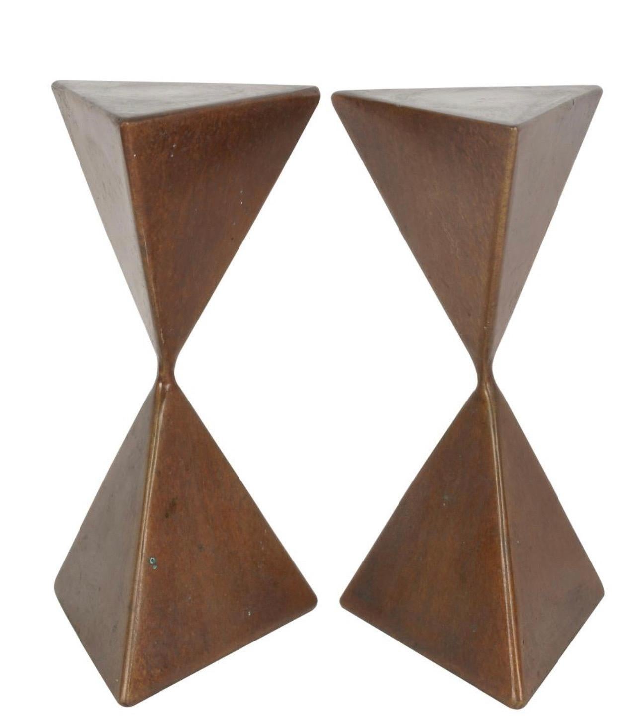 Pair of Bronze Triangular Totem Pedestals by Rod Kagan For Sale 12