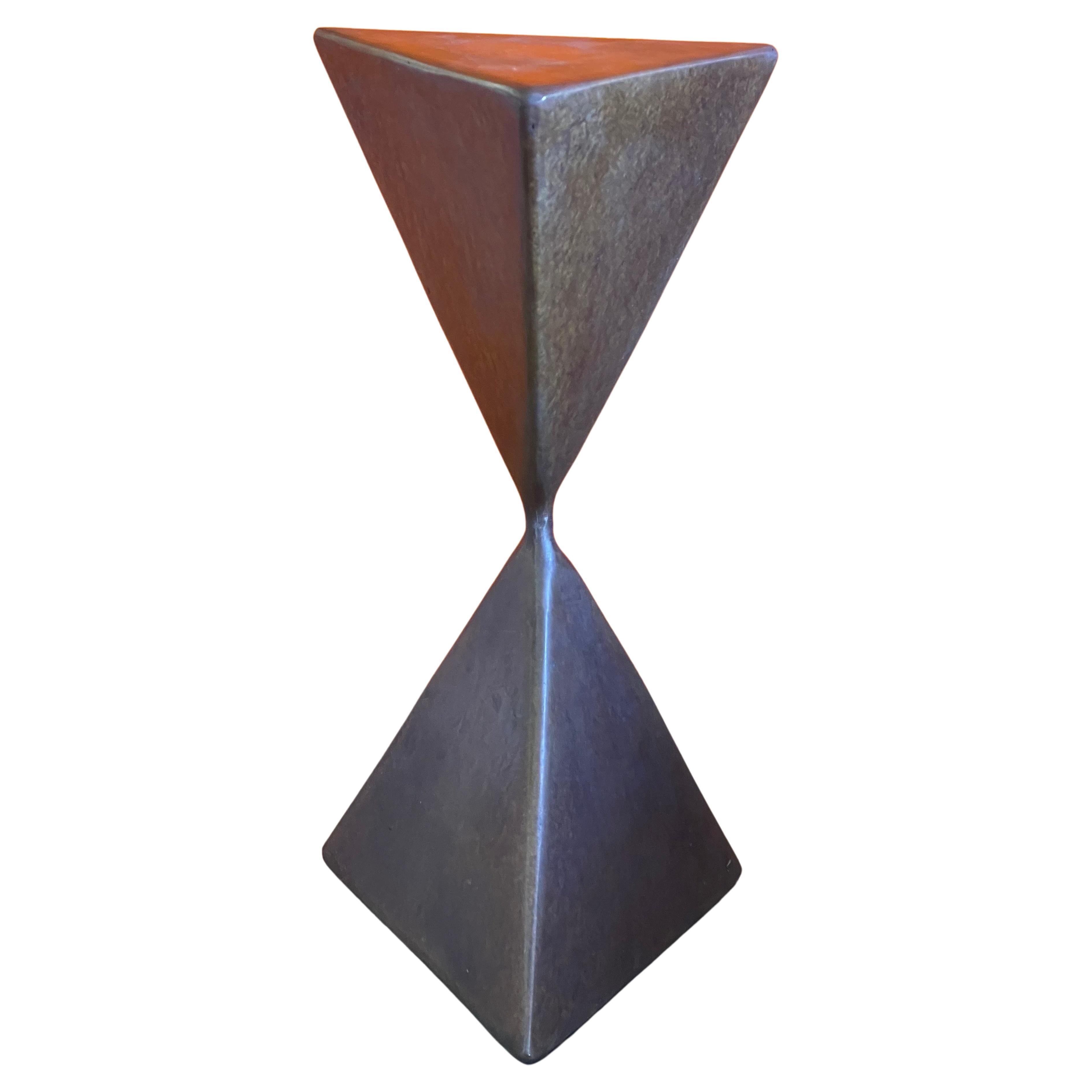 Post-Modern Pair of Bronze Triangular Totem Pedestals by Rod Kagan For Sale