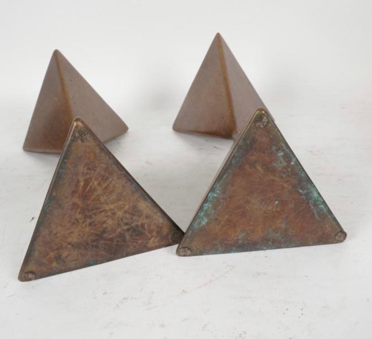 Pair of Bronze Triangular Totem Pedestals by Rod Kagan For Sale 1
