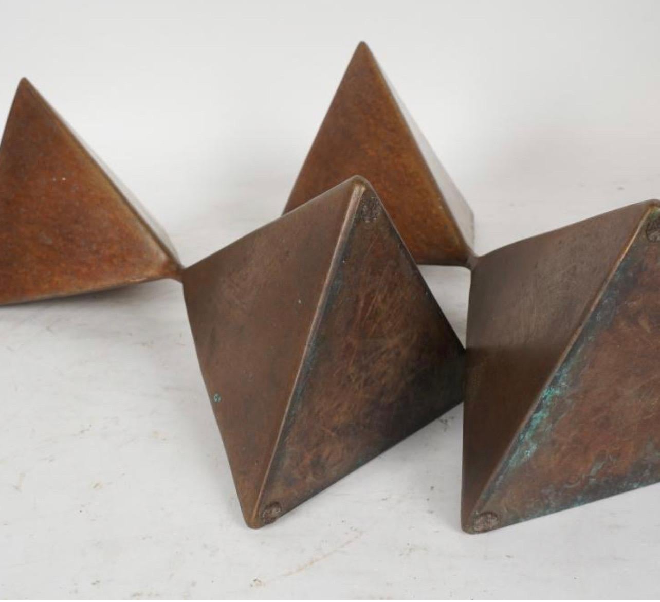 Pair of Bronze Triangular Totem Pedestals by Rod Kagan For Sale 3