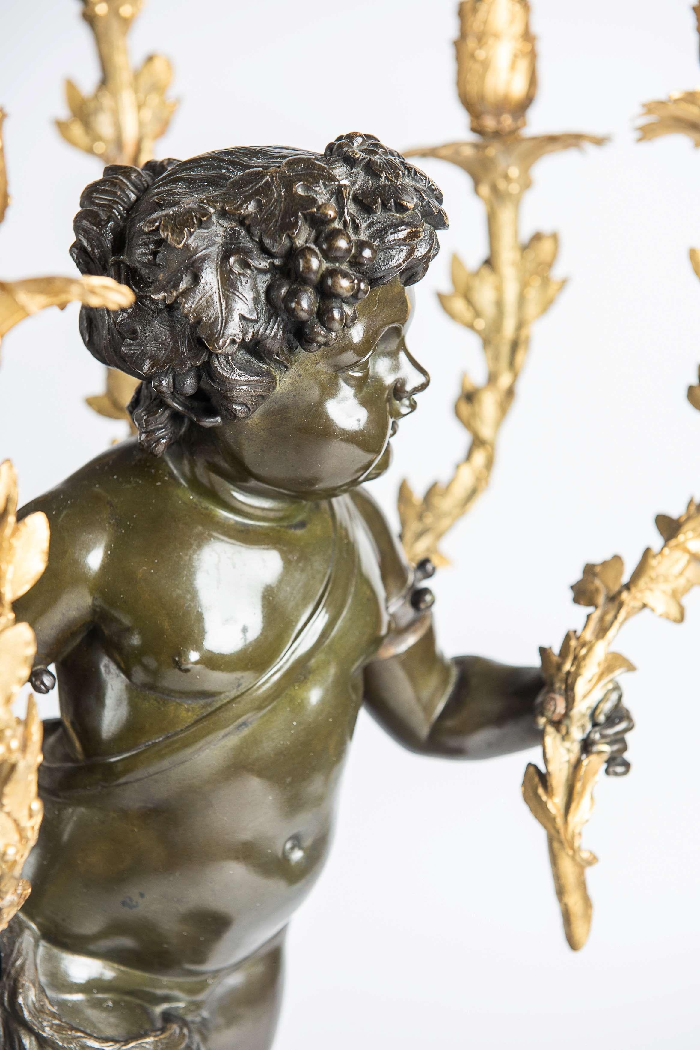 French Pair of bronze twelve lights candelabra - Clodion et De la Rue For Sale