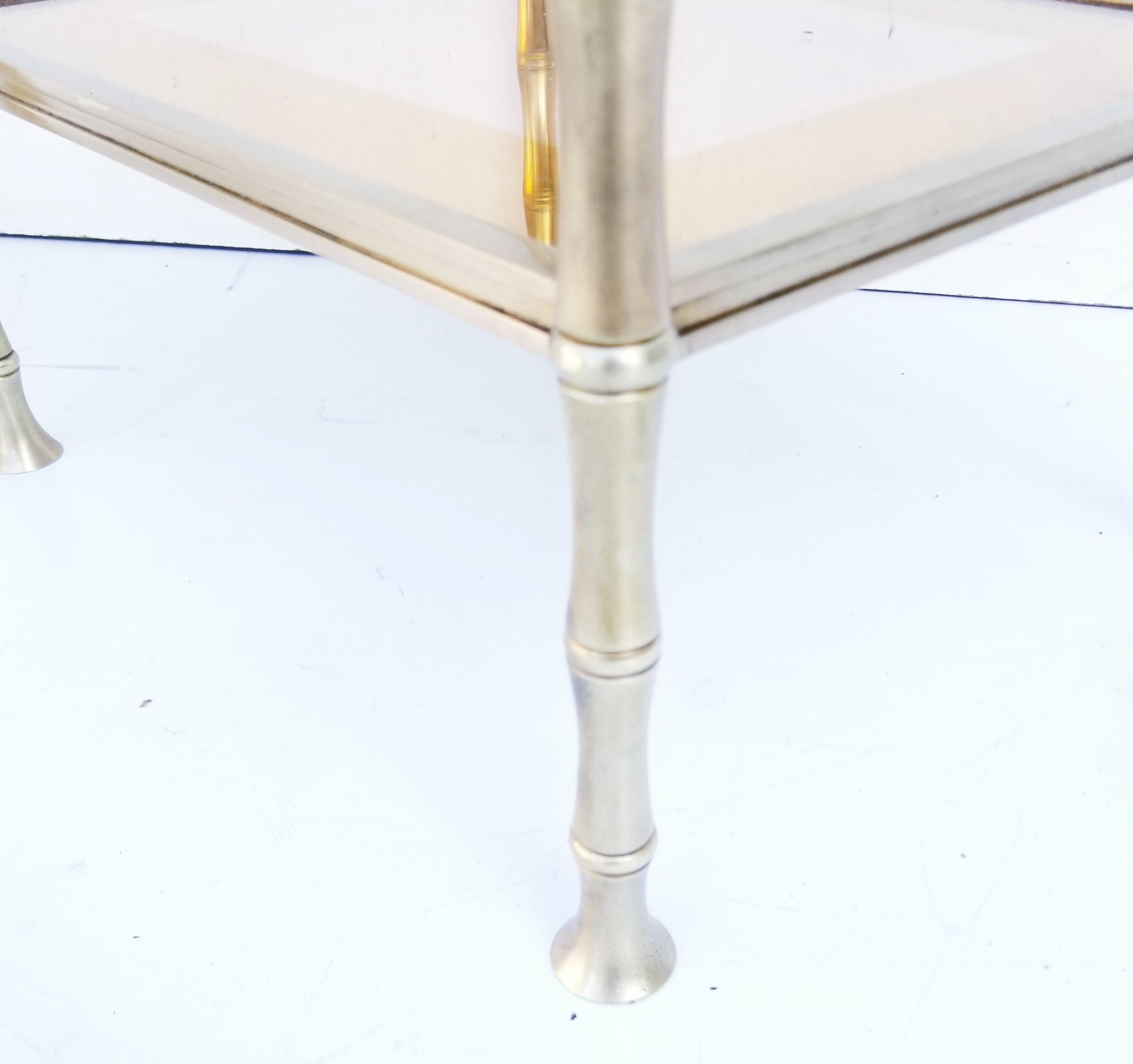 Pair of Bronze and Two-Tone Mirrors Side Table For Sale 4