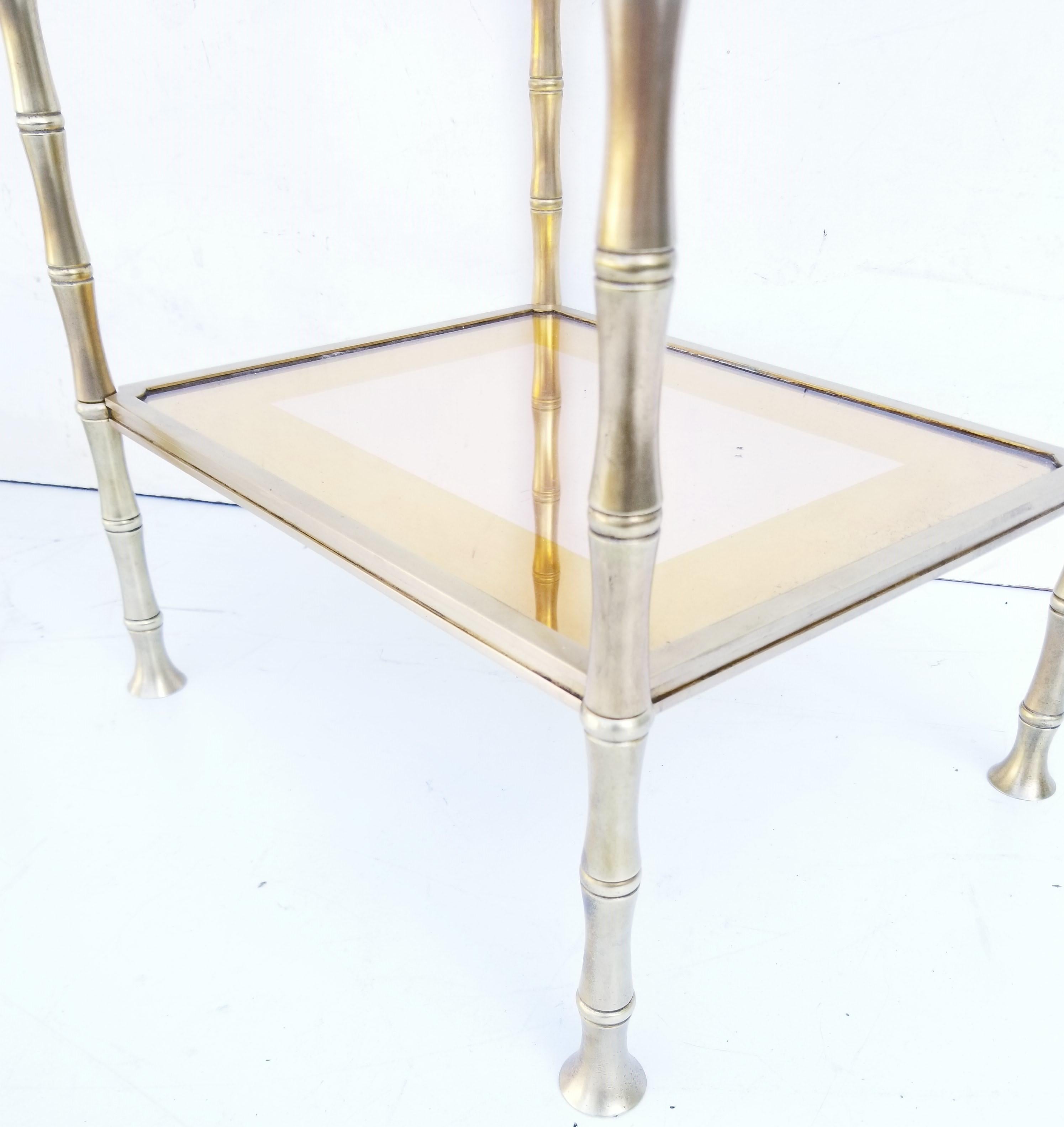 Pair of Bronze and Two-Tone Mirrors Side Table For Sale 9