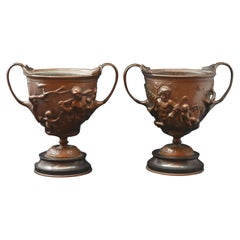 Pair of Bronze Urns Cast by Barbedienne and Attributed to Ferdiand Levillain