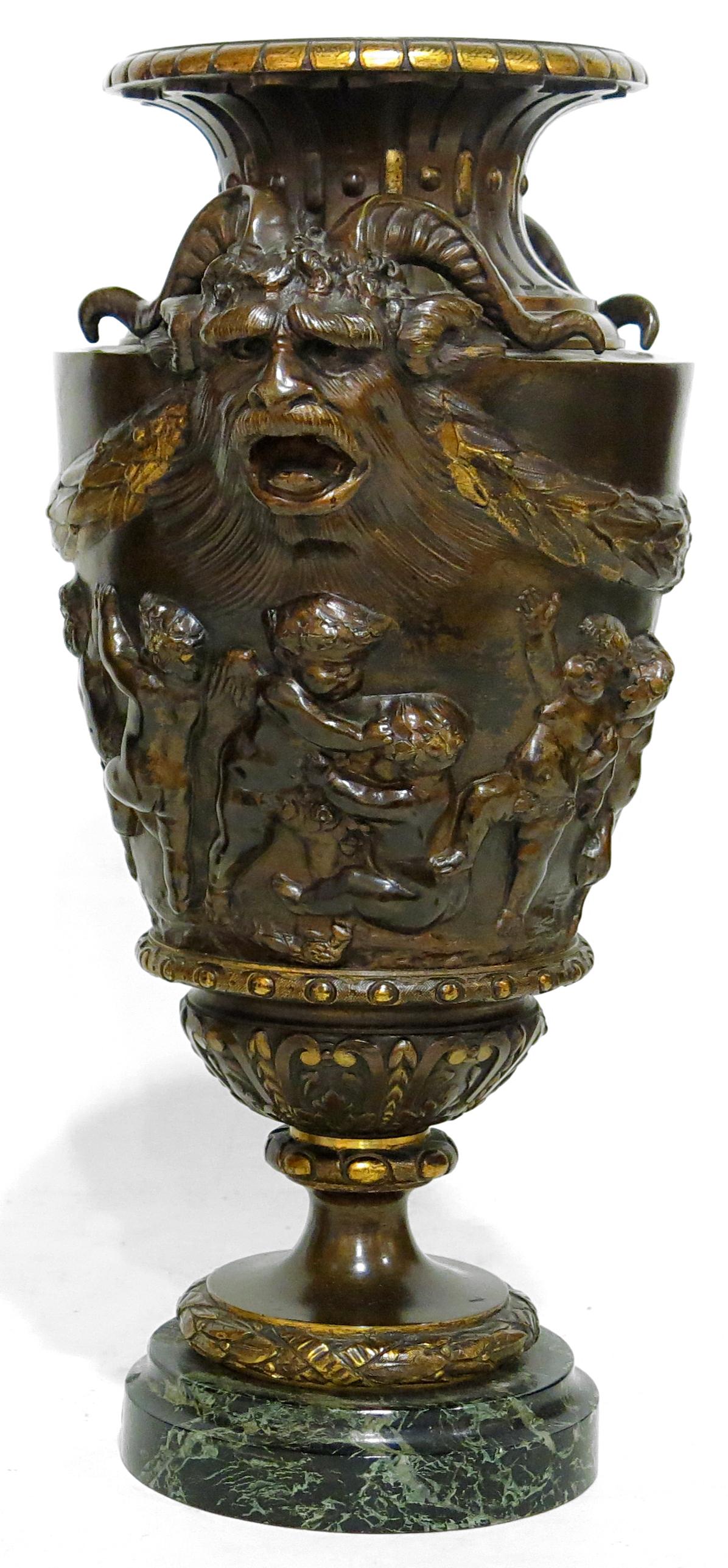Louis XVI Pair of Bronze Vases after Claude Michel, Said Clodion '1738-1814'