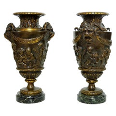 Pair of Bronze Vases after Claude Michel, Said Clodion '1738-1814'