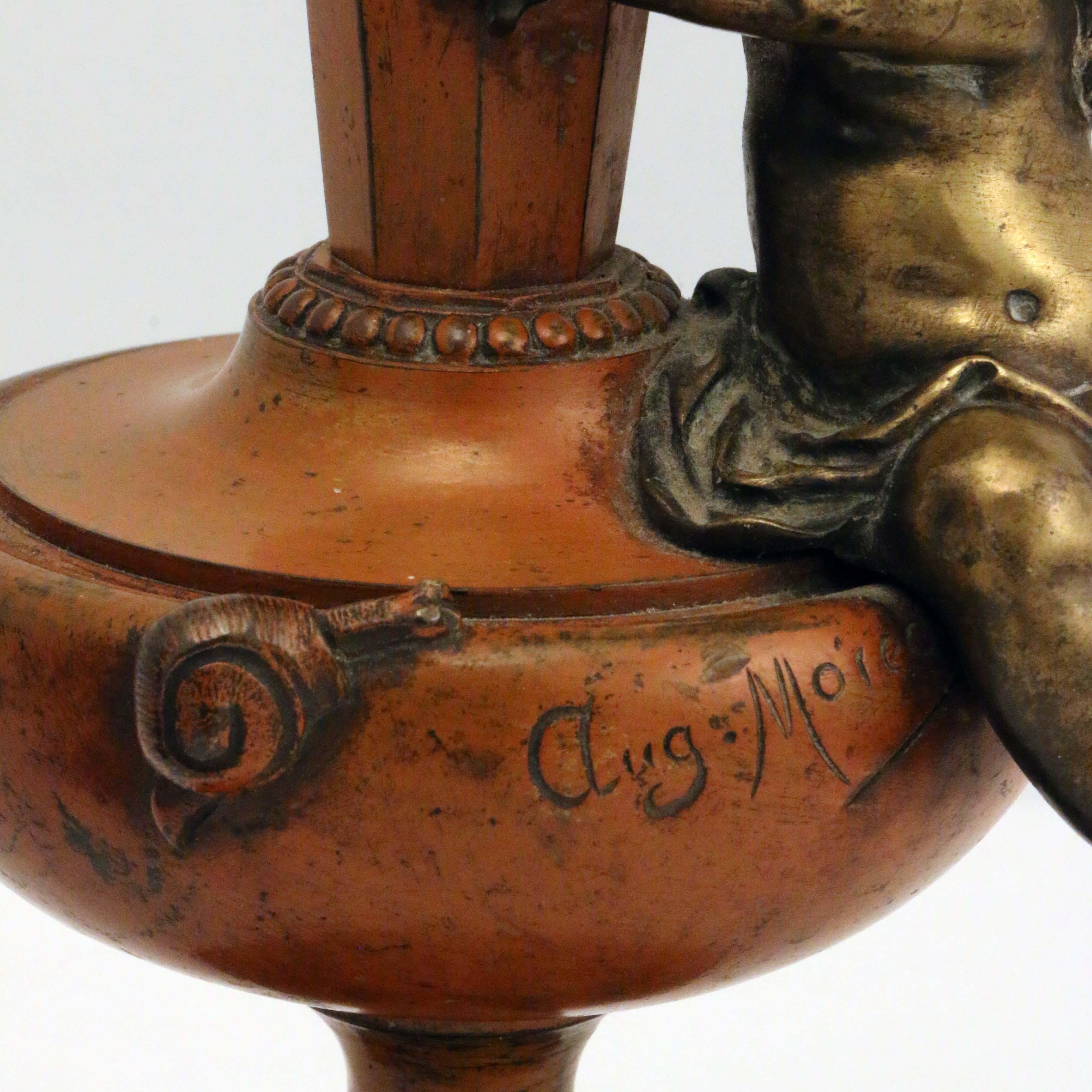 19th Century Pair of Bronze Vases by Auguste Moreau For Sale