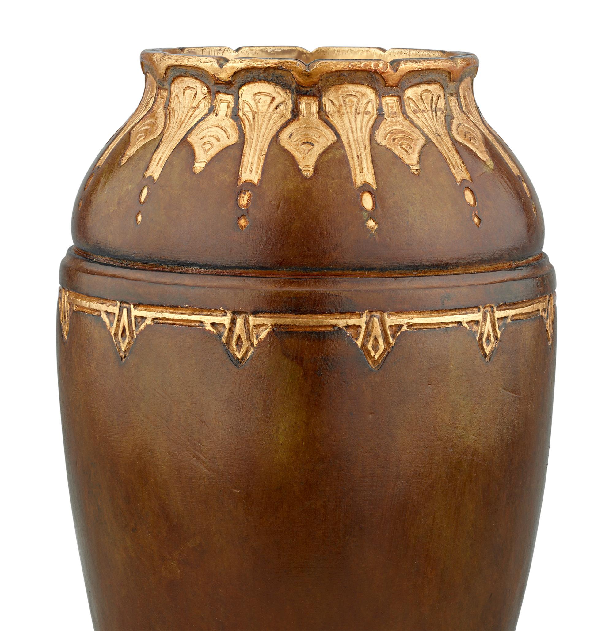 Art Nouveau Pair of Bronze Vases by Christofle For Sale