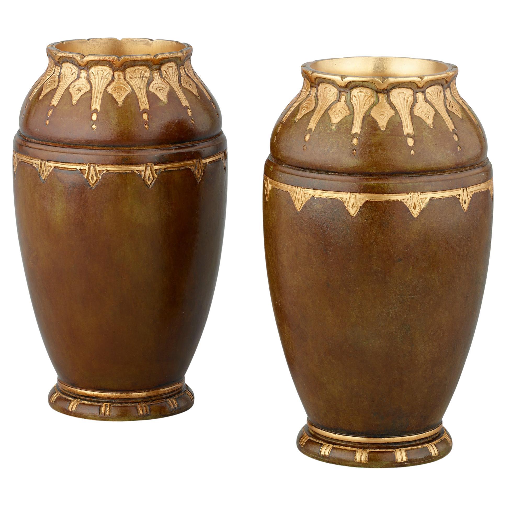 Pair of Bronze Vases by Christofle