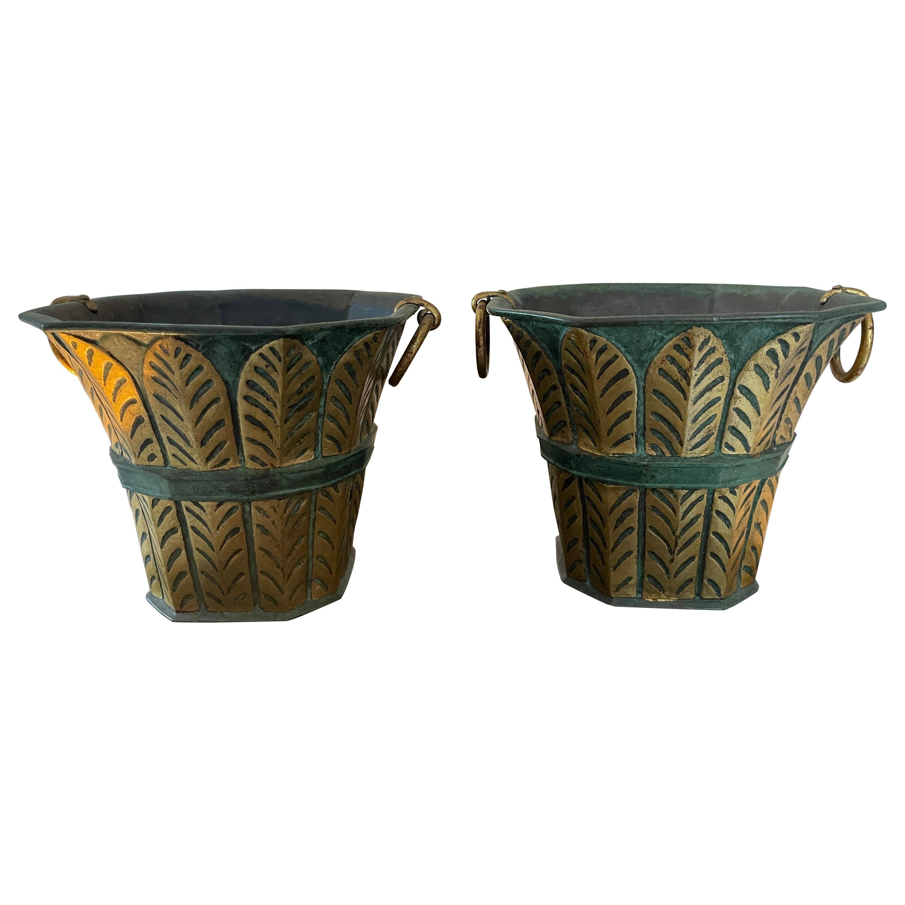 Pair of Bronze Vases For Sale