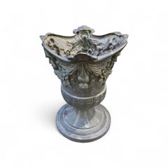 Pair of Bronze Victorian Scalloped shaped urns