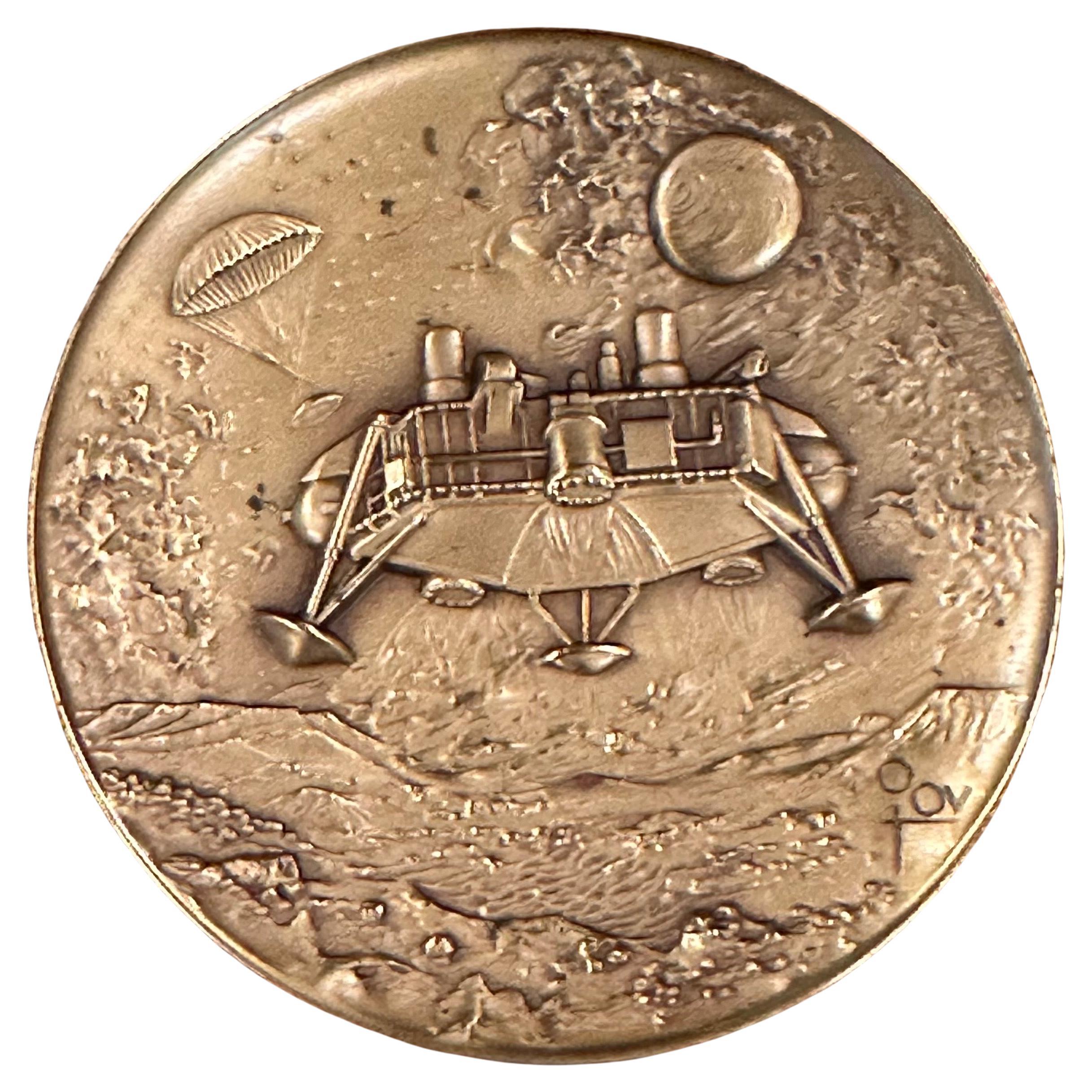 Hand-Crafted Pair of Bronze Viking 1 and 2 Mars Landing Commemorative Medallions For Sale